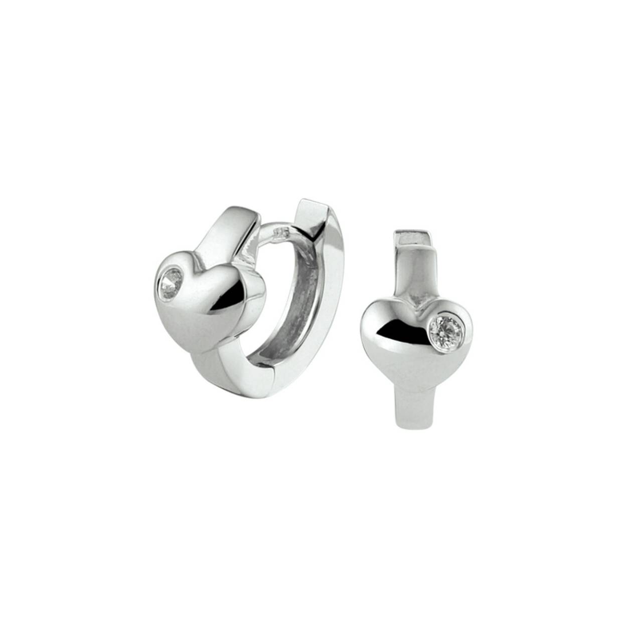Zilver Gerhodineerde Oorringen met Hartje