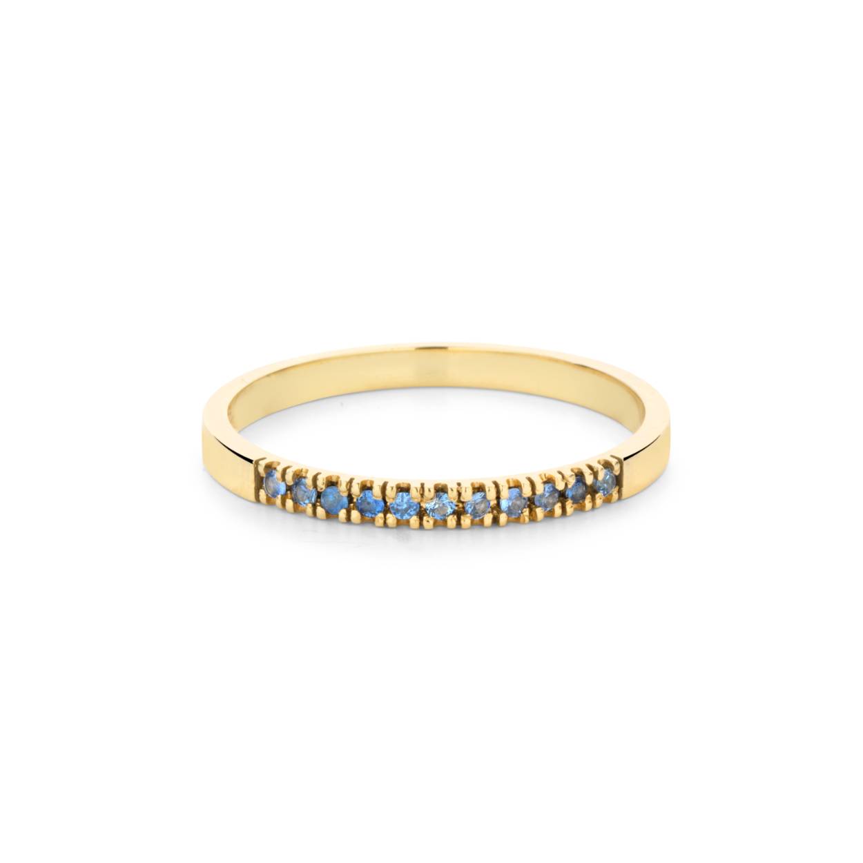Miss Spring 14 krt geel gouden alliance ring 11x blauw saffier