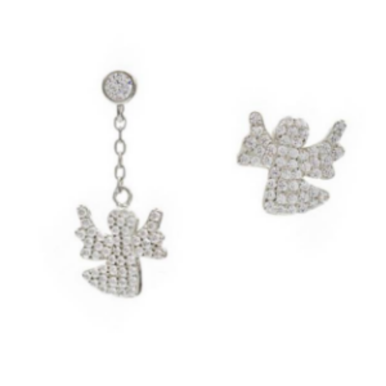 VERGULDE ZILVEREN OORBEL MET ENGEL CHARM EN ZIRCONIA