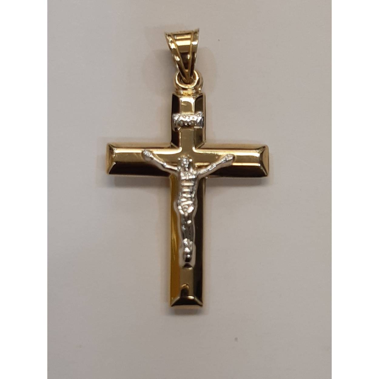 goud kruis 14k bicolor