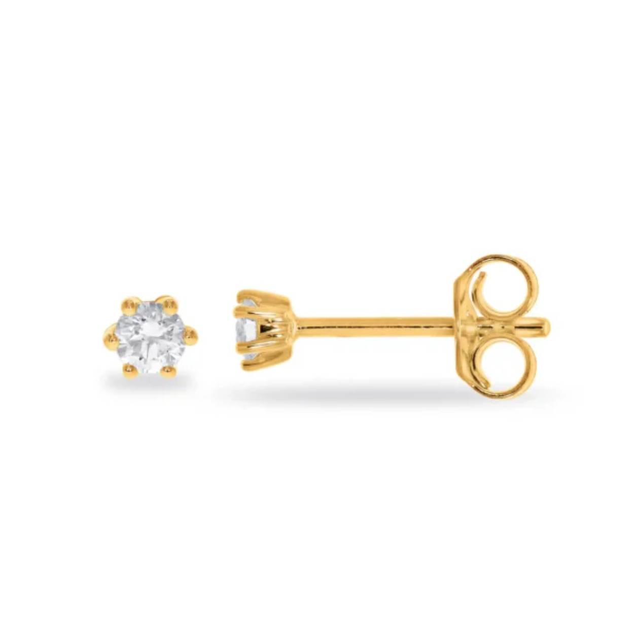 Deze prachtige solitair oorknoppen zijn gezet in een 6 poots zetting en met 2 x 0.05 crt diamant briljant geslepen
