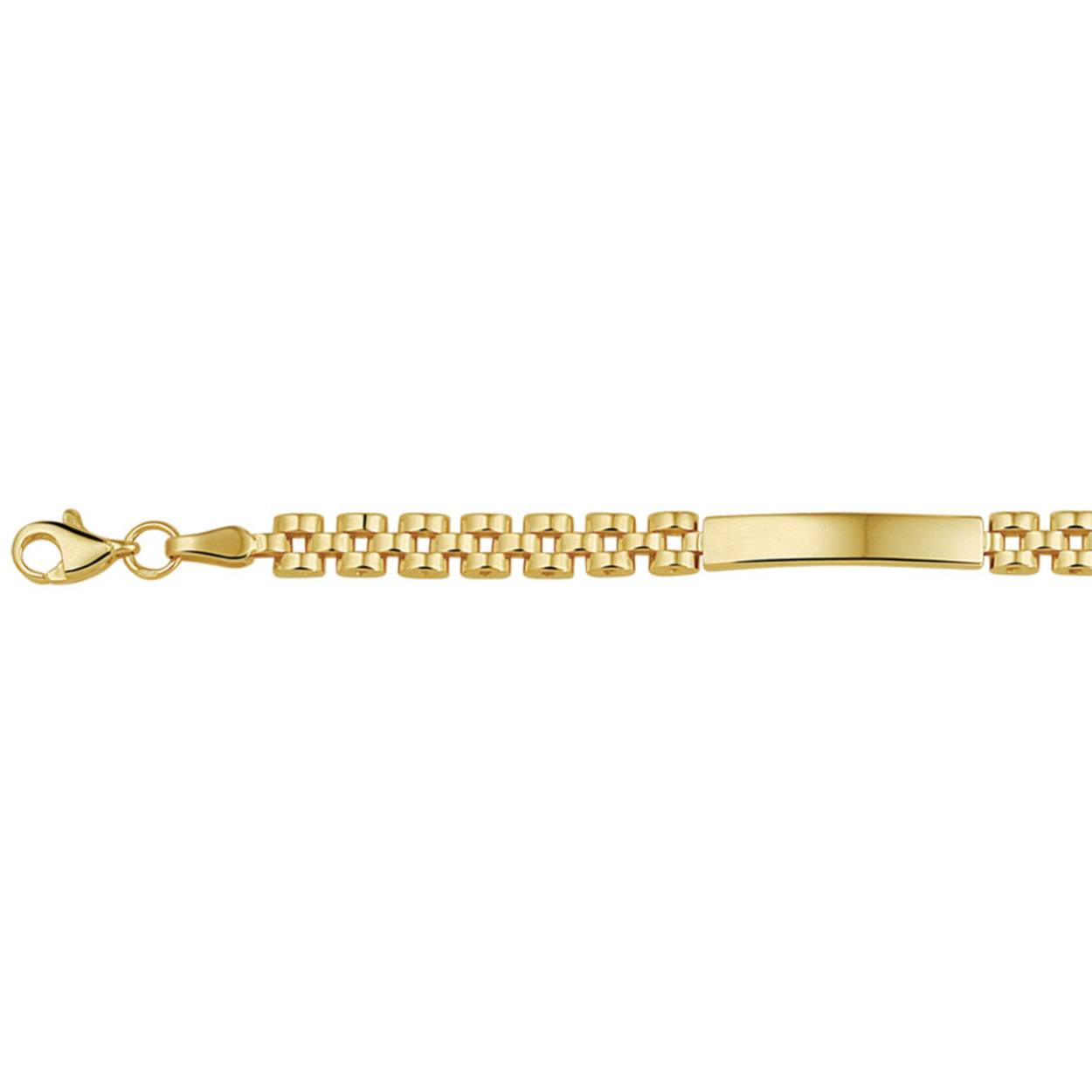 14k Geelgouden graveerarmband. De graveerplaat heeft een dikte van 1.6mm. De schakelbreedte is 4.5mm.