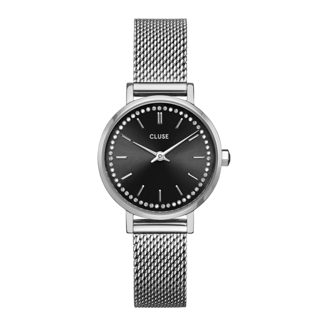 Klein formaat, grote dromen. Met zijn verfijnde kast van 28 mm is onze Boho Chic Petite-collectie je perfecte metgezel als je de voorkeur geeft aan een kleiner uurwerk. Dit horloge heeft een chique donkergrijze wijzerplaat met betoverende ingelegde kristallen en een schitterende zilverkleurige kast en bandje. Dankzij zijn edelstalen kast en mesh bandje is dit horloge gemaakt om lang mee te gaan.