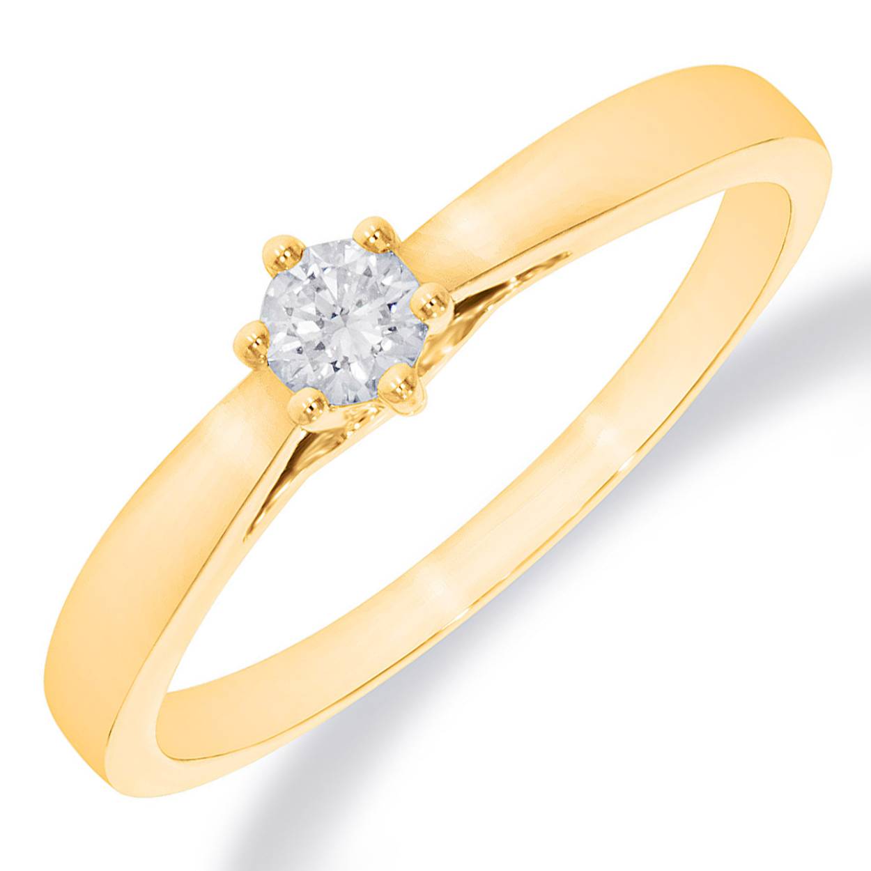 Pas Diamonds 14krt Geelgoud Solitairring Zespoots 0.10 Crt H/SI GGA1347-175
