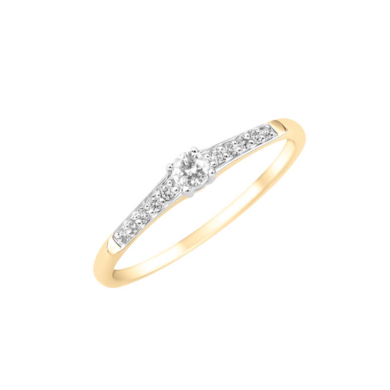 Geelgouden ring 18Kt met diamant