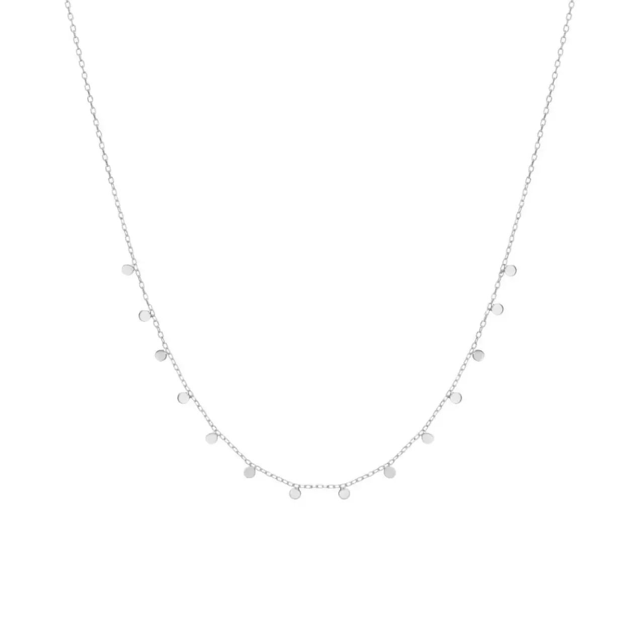 Collier met hangers in glad zilver met een minimalistisch design van mini cirkels.