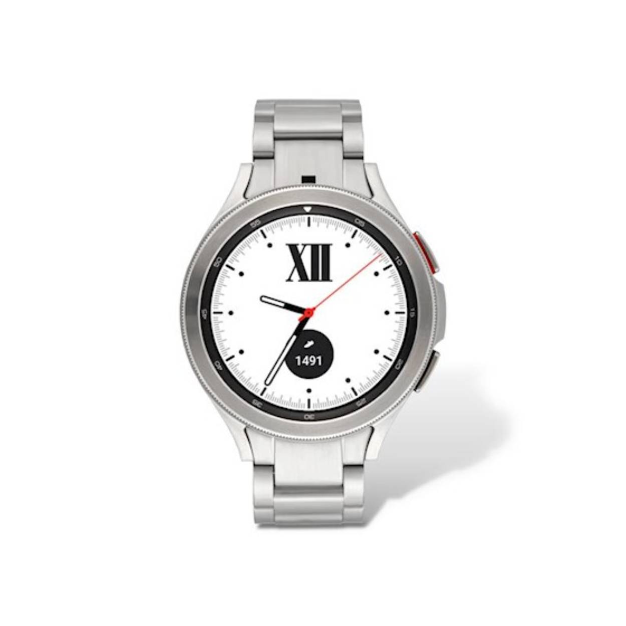 Samsung horloge Galaxy 4 46mm incl. thuiskopieheffing SAR890SS
special edition 
stalen band en licht grijze silicone band
