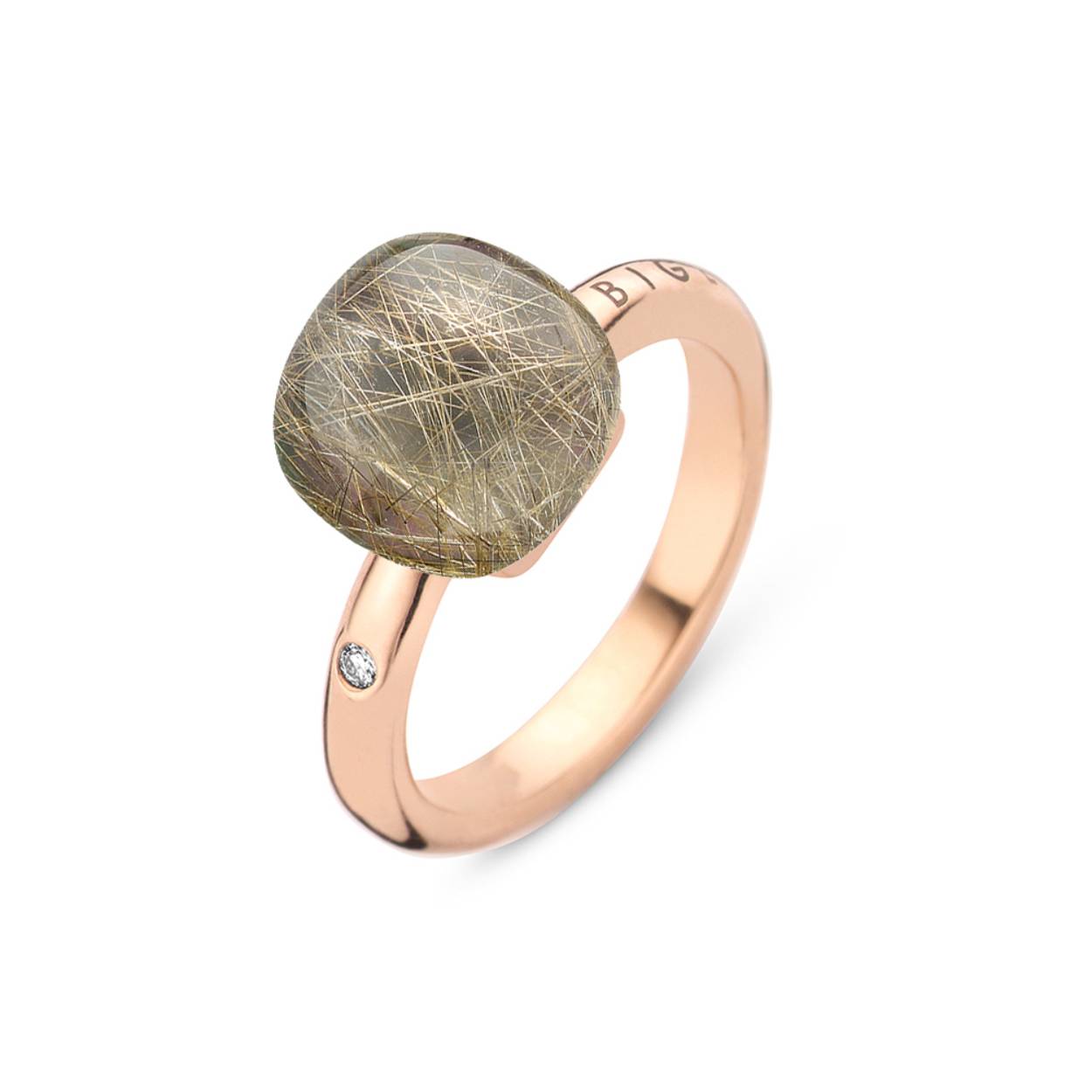 18 karaat rosé gouden ring met rutielkwarts en grijze parelmoer.

BIGLI-juwelen zijn met zorg gemaakt in 18 kt goud, zorgvuldig geselecteerde edelstenen en hoogwaardige diamanten (Clarity VS1-VS2 TW).
Edelstenen zijn verkrijgbaar in meer dan 40 kleuren.
