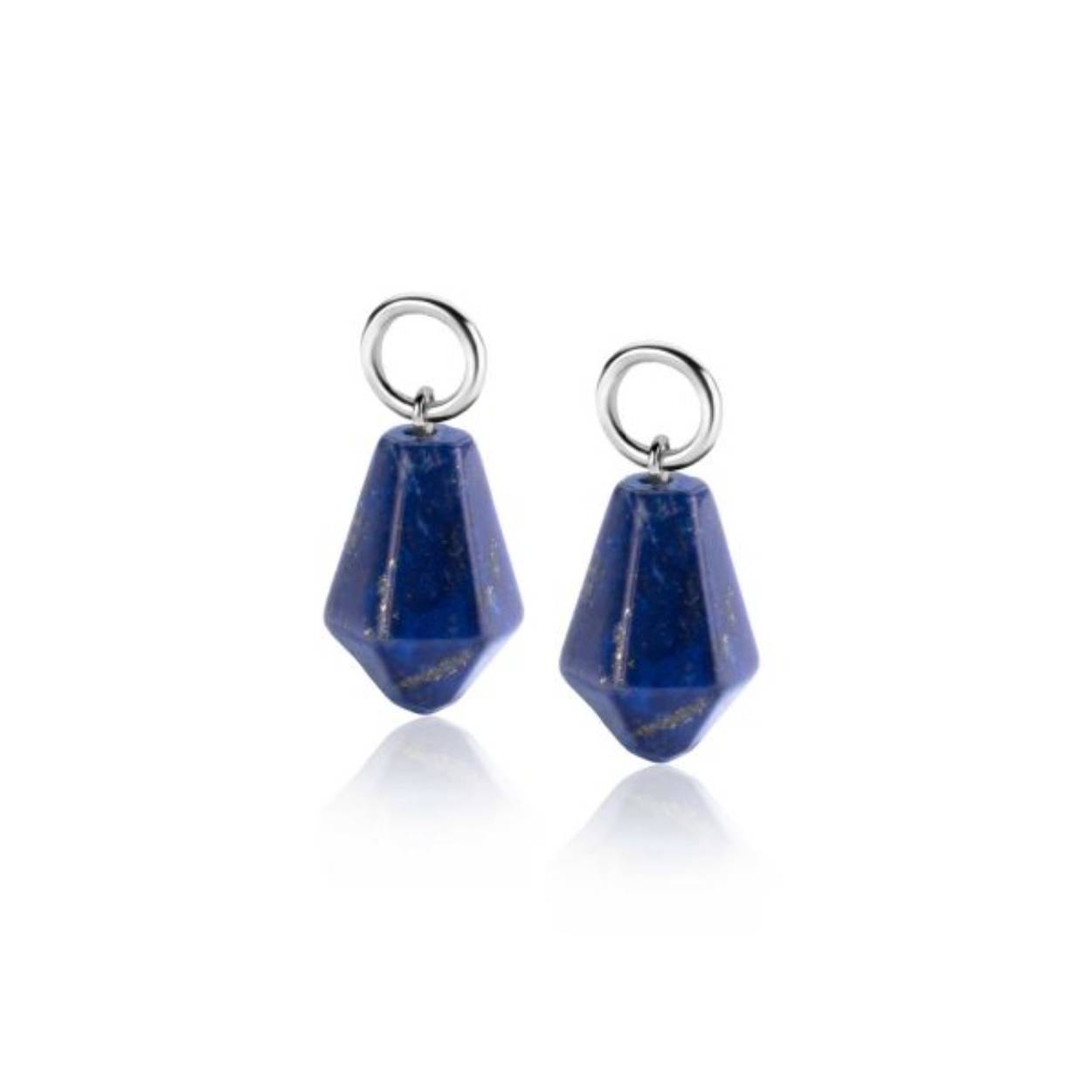 19mm ZINZI zilveren oorbedels in kegelvorm met lapis lazuli edelstenen ZICH2256L (excl. oorringen)