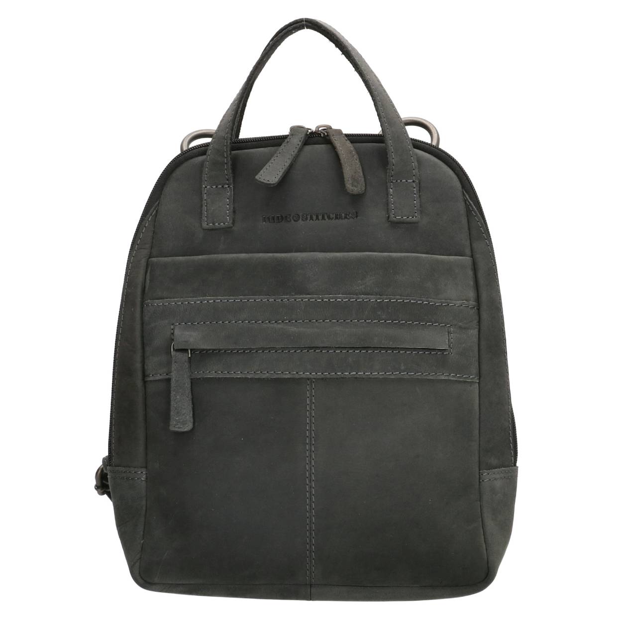 Deze leren tas is als rugzak en als schouder of handtas te dragen mooi afgewerkt van binnen en de stiksels geven hem een stoere look