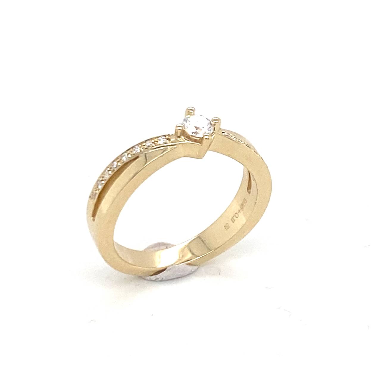 geelgouden R&C damesring met 0.26ct briljant UH1899