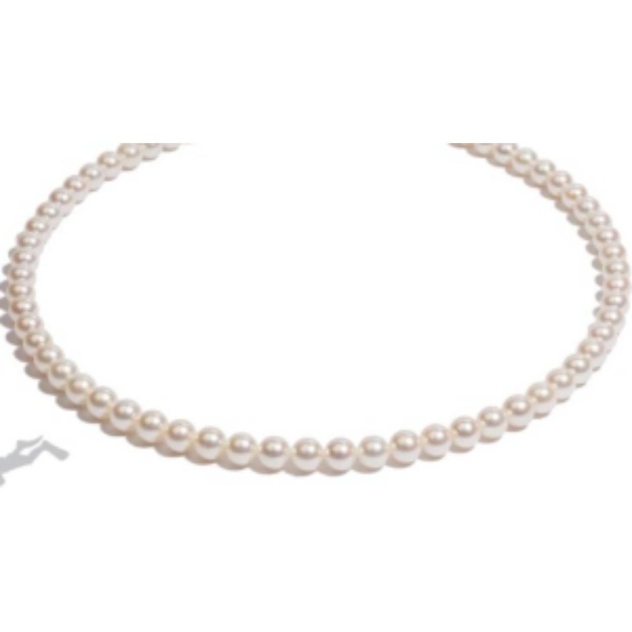 Parelsnoer, nog niet geknoopt voor 45 cm parelcollier exclusief slot. Witte Akoyaparels met een licht roze gloed van 7.5-8.0 mm