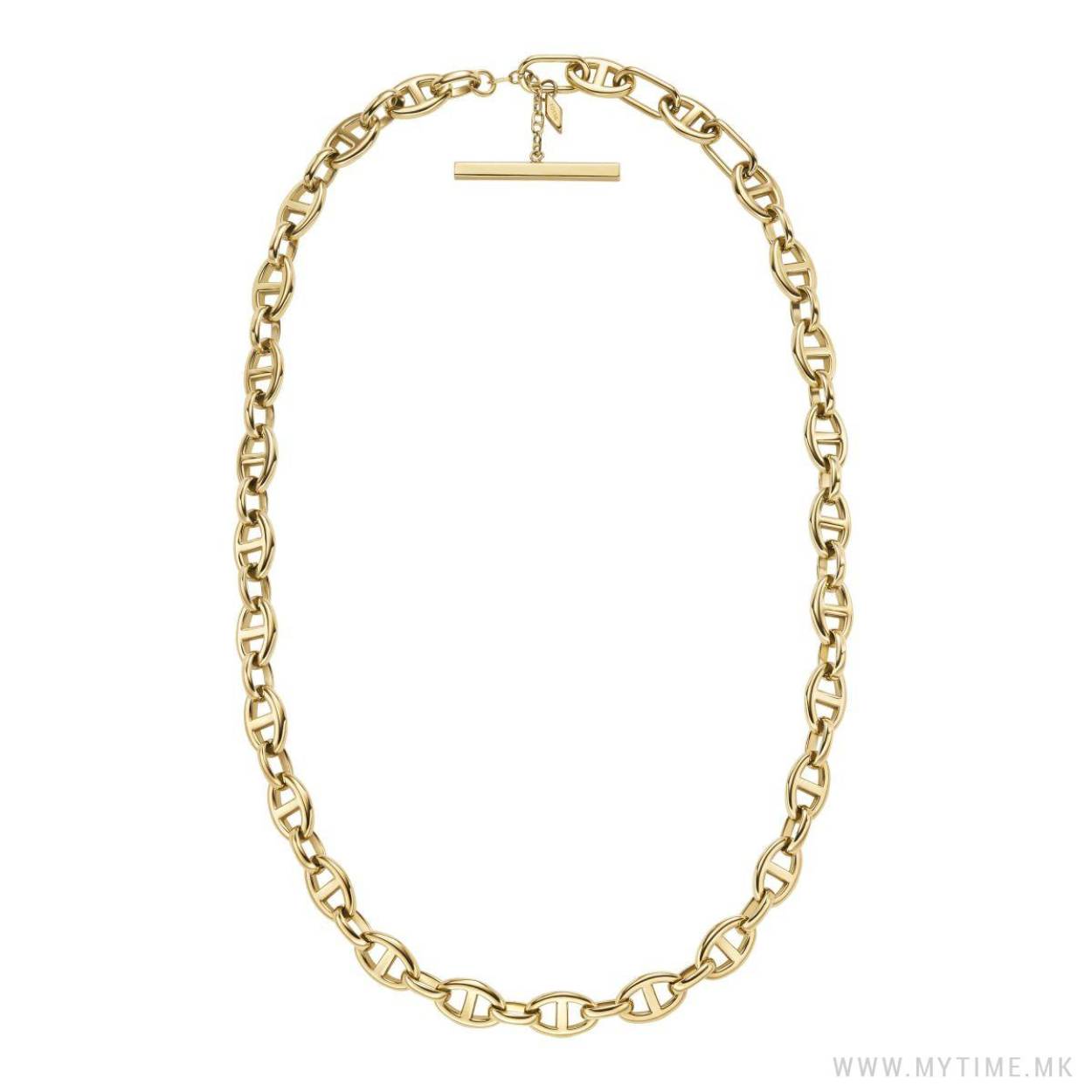 Onze Fossil Heritage-sieradencollectie eert gedurfd en tijdloos ontwerp. Deze opvallende goudkleurige ankerschakelketting met een karabijnsluiting heeft ons kenmerkende D-link ontwerp en kan zelfstandig worden dragen als een statement item of gelaagd met je favoriete kettingen.