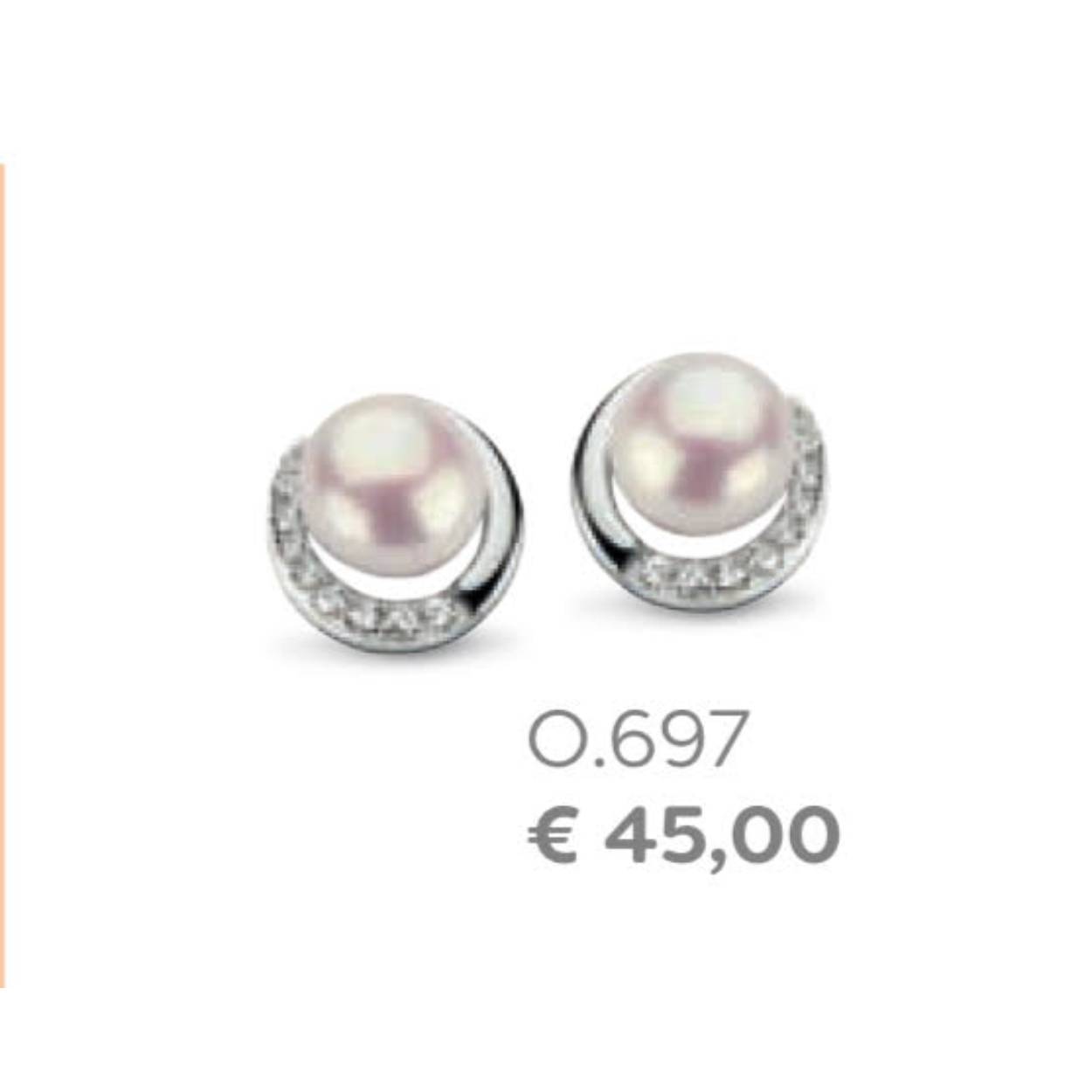 Rosa di luca zilveren oorstekers imitatie parel wit zirkonia