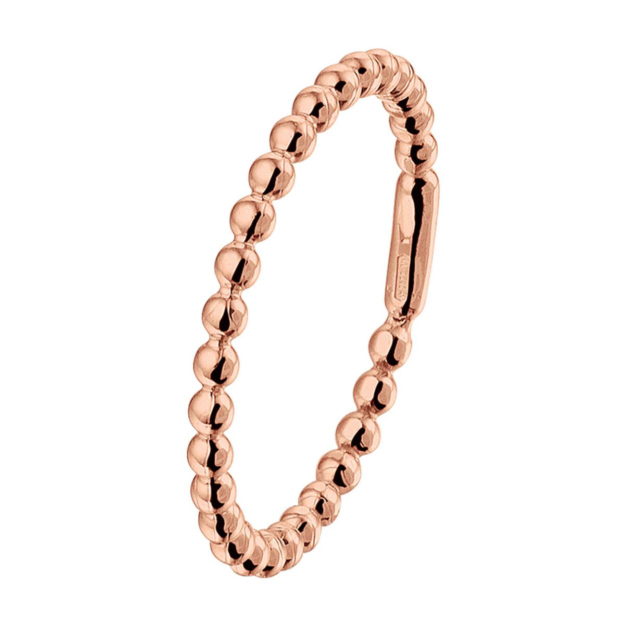 Stijlvol simplistische rosegouden ring van 2mm breed uitgevoerd met een scheen van bolletjes in een poli afwerking.