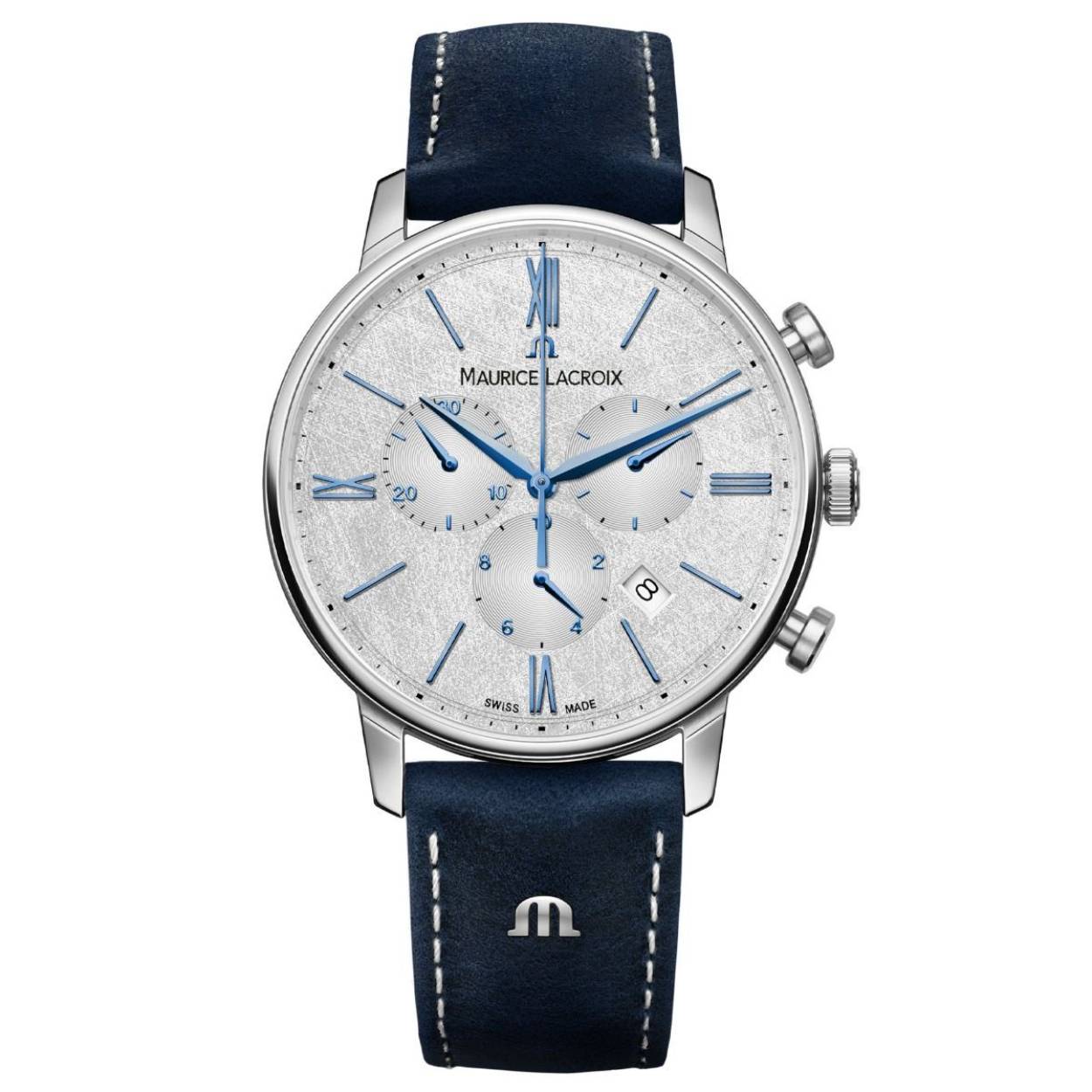 Dit herenhorloge is onderdeel van de Eliros serie. Horloges die stralen dankzij hun klassieke eenvoud. Dit model is uitgevoerd met een edelstalen horlogekast en prachtige blauwleren 'Milanese' band. Op de stijlvol bewerkte wijzerplaat zijn blauwe Romeinse indexcijfers geplaatst. Naast de tijd is er ook een chronograaffunctie en een datumaanduiding op de wijzerplaat te vinden. De EL1098-SS001-114-1 is met zijn retro touch een bijzonder en luxe horloge.