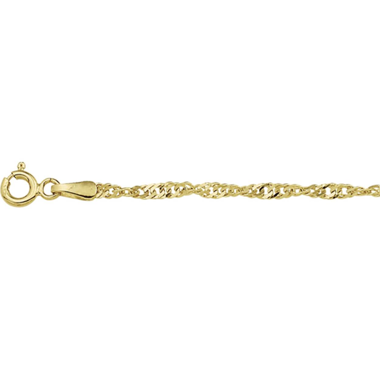 14 Karaat geelgouden armband met Singapore schakel. 19cm
Breedte: 2.3 mm