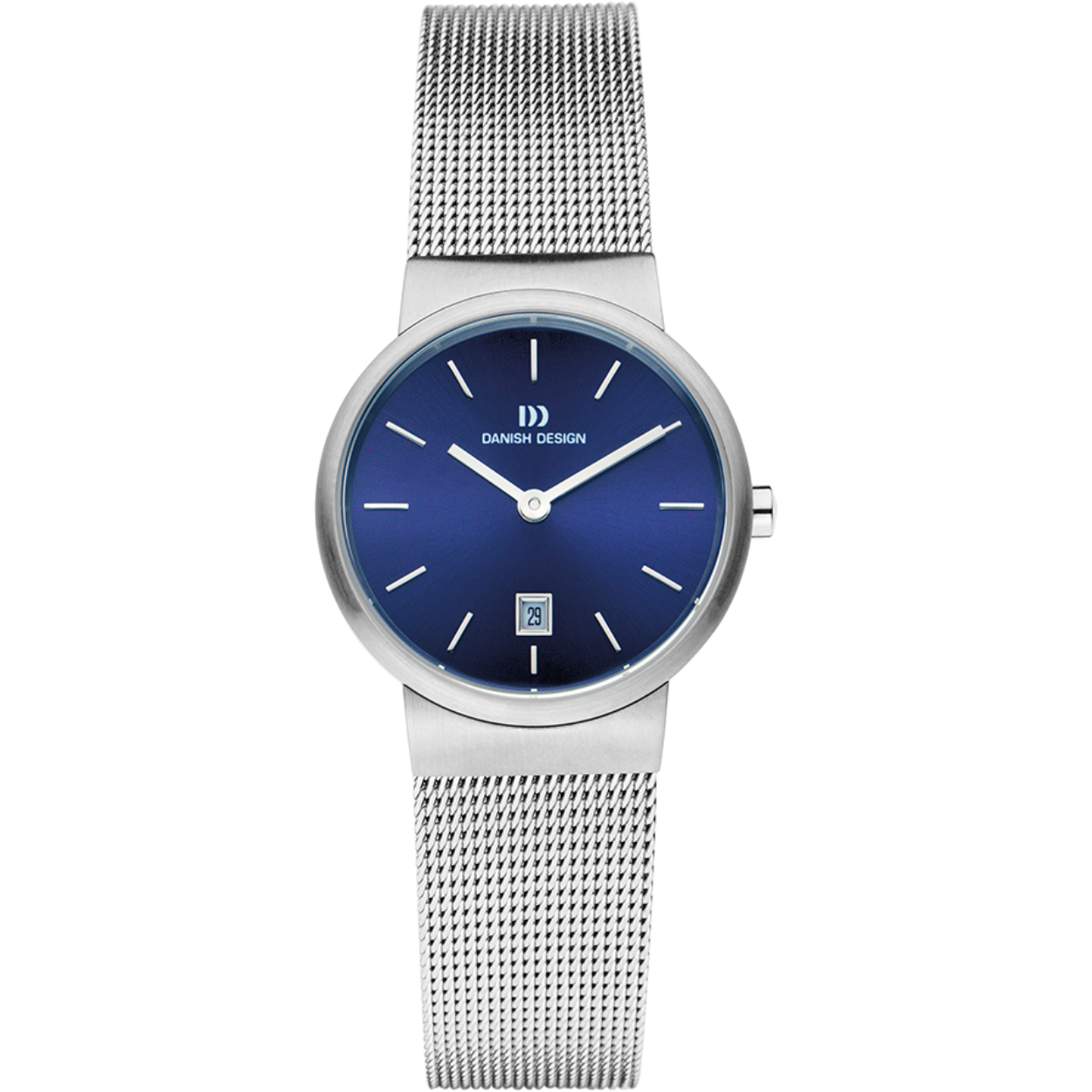 Danish Design dames horloge IV68Q971 
Stalen kast met blauwe wijzerplaat
Stalen mesh band
5 ATM waterdicht