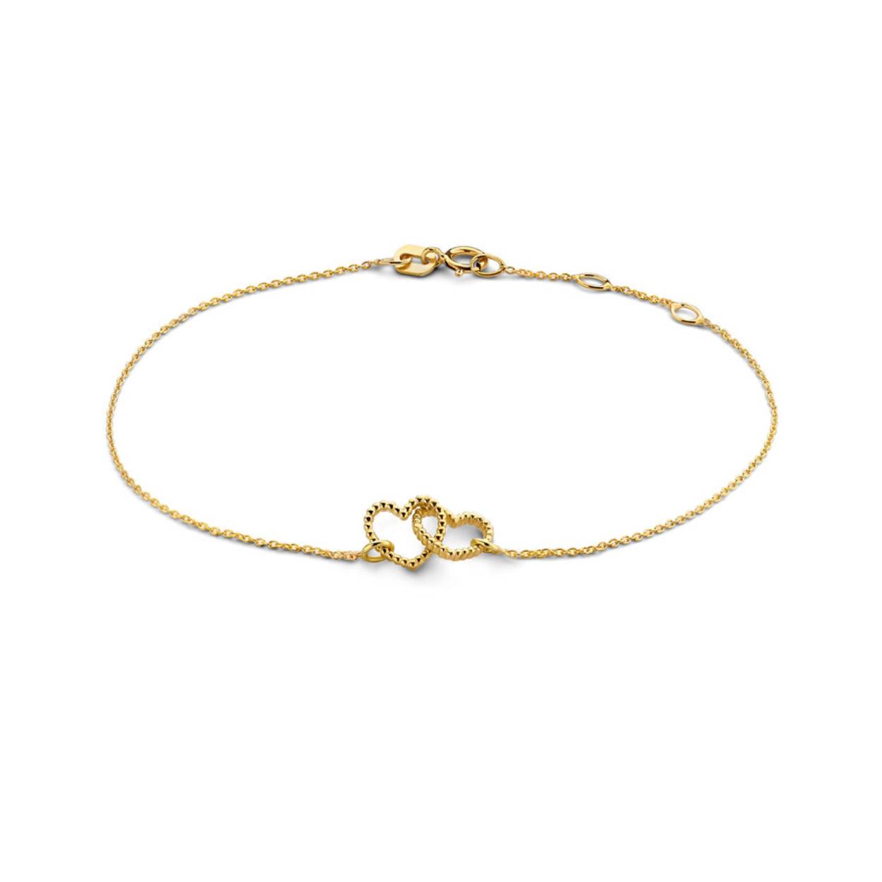 Just franky gouden BRACELET DOUBLE OPEN HEART 