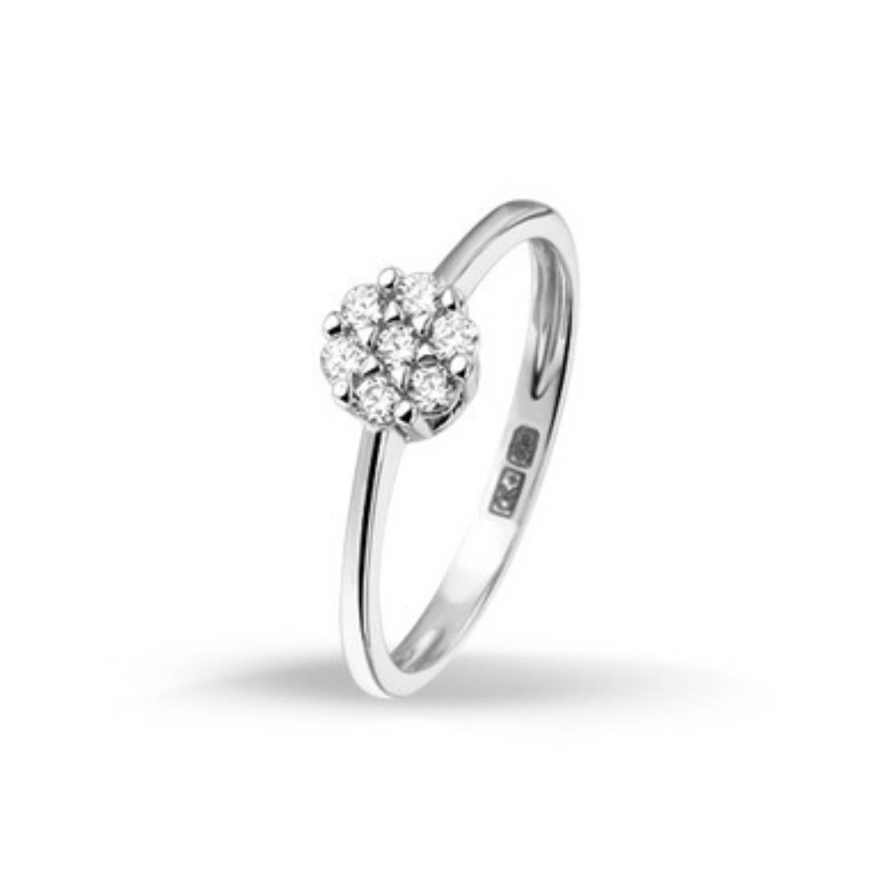 Witgouden ring zirkonia entourage vlak mt18.5