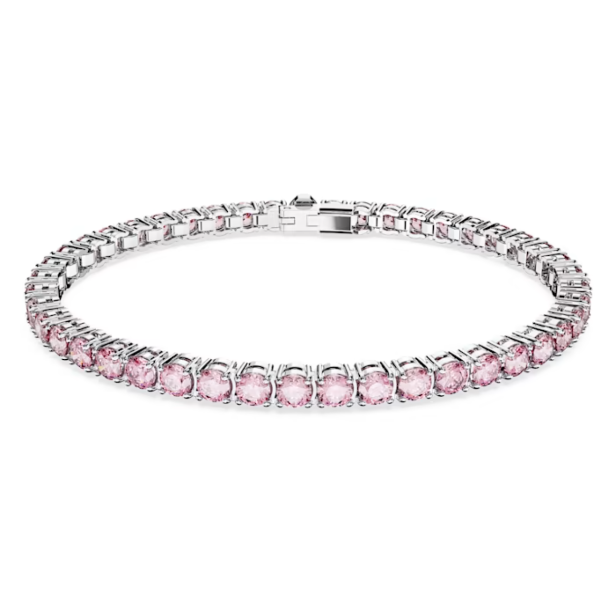 Ervaar de schoonheid van rijke kleuren met deze armband uit de Matrix Tennis-lijn. Het vloeiende ontwerp bevat een rij ronde paarsroze stenen in een zetting met rhodium toplaag voor een absoluut verleidelijke combinatie. Afzonderlijk te dragen of in combinatie met andere sieraden uit de Matrix Tennis-lijn.
Lengte: 16.5cm