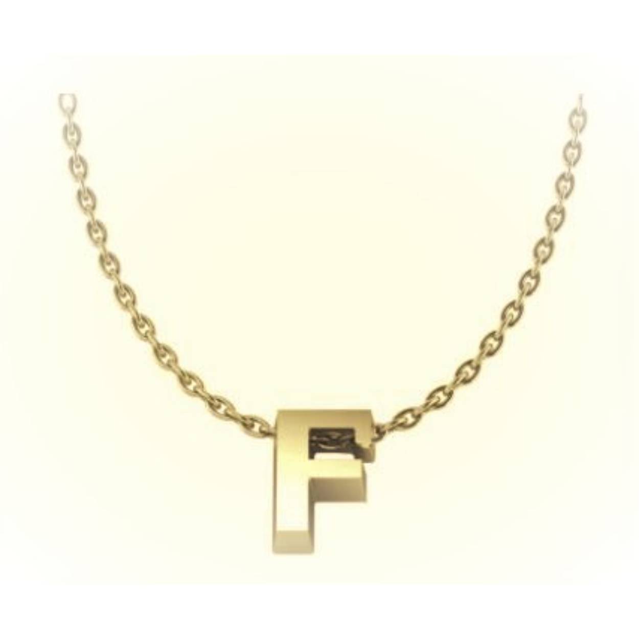 Gouden hanger letter F + anker collier YI-F