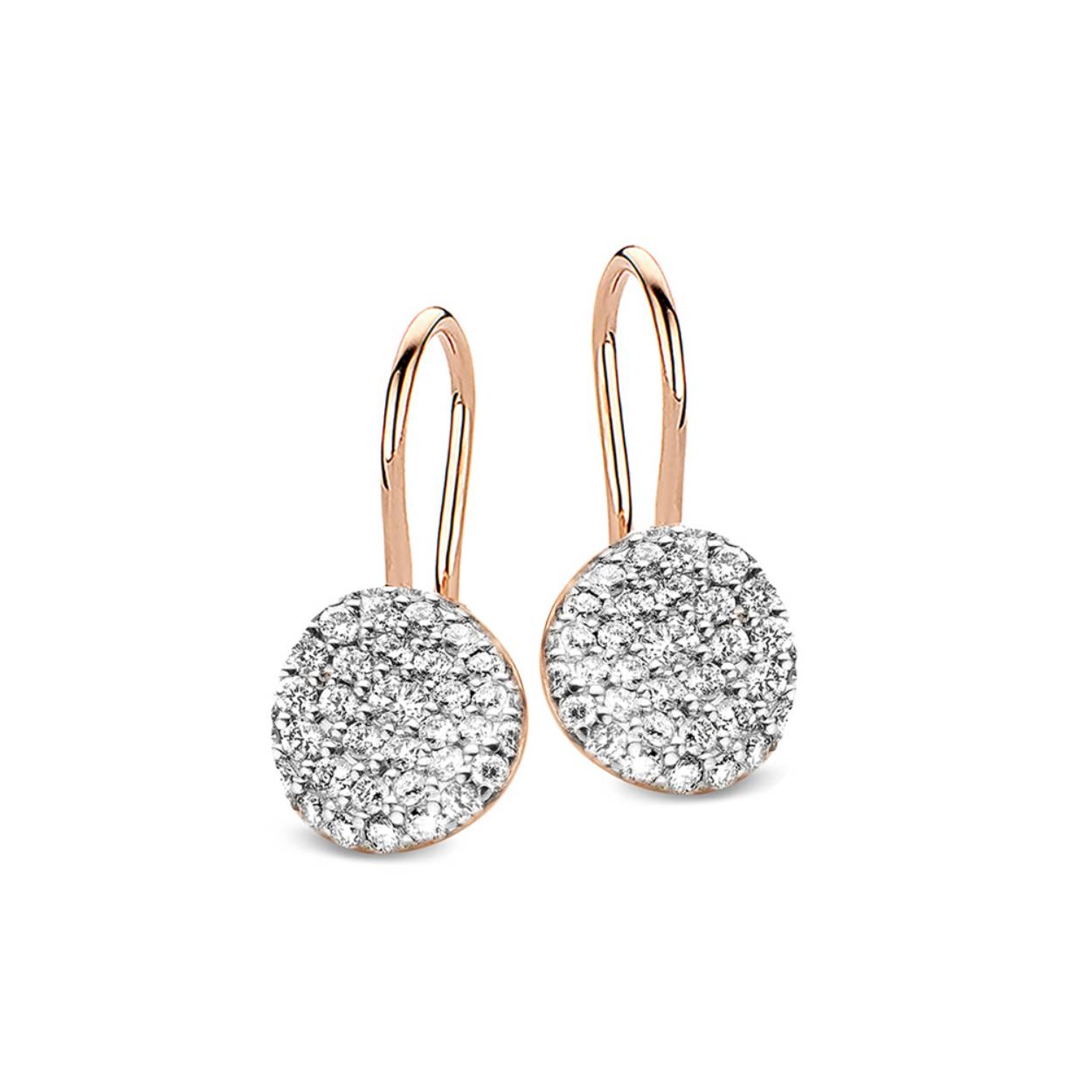 Deze Mini Waves oorhangers zijn gemaakt van 18kt roségoud en afgewerkt met witte diamanten  0.49ct