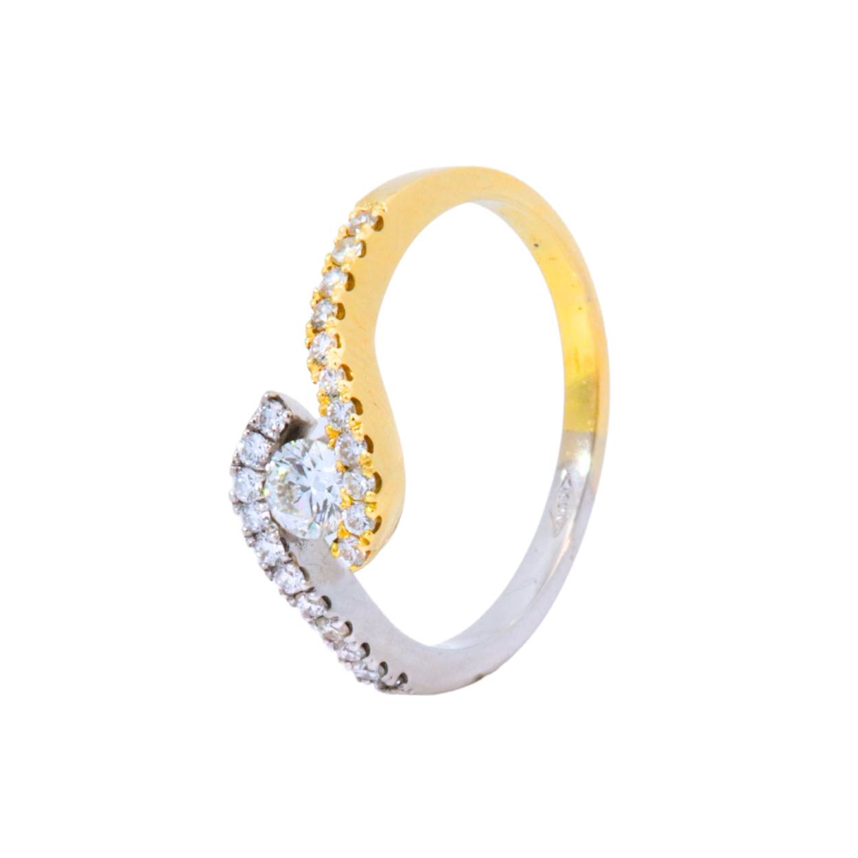 Ring in 18kt bicolor goud met briljanten 0.20ct, 0.21ct si