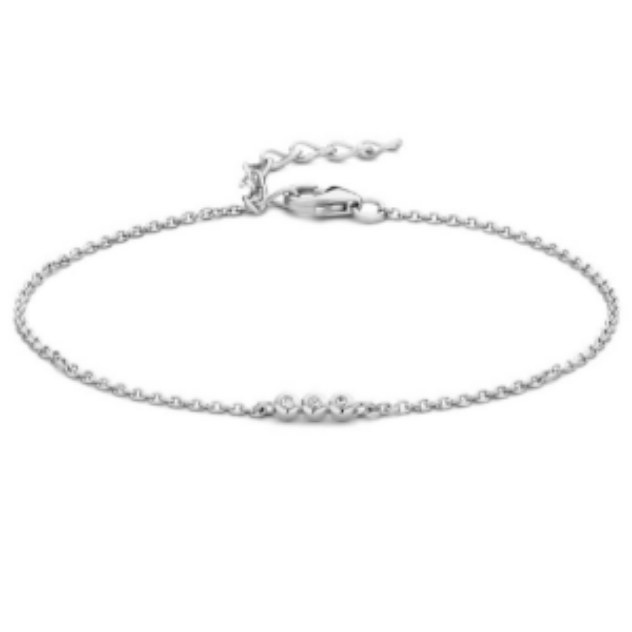Gerhodineerd 925 zilveren armband uitgevoerd met zirkonia en een karabijn sluiting De armband heeft een draaglengte van 16cm en een extensie van 3cm.