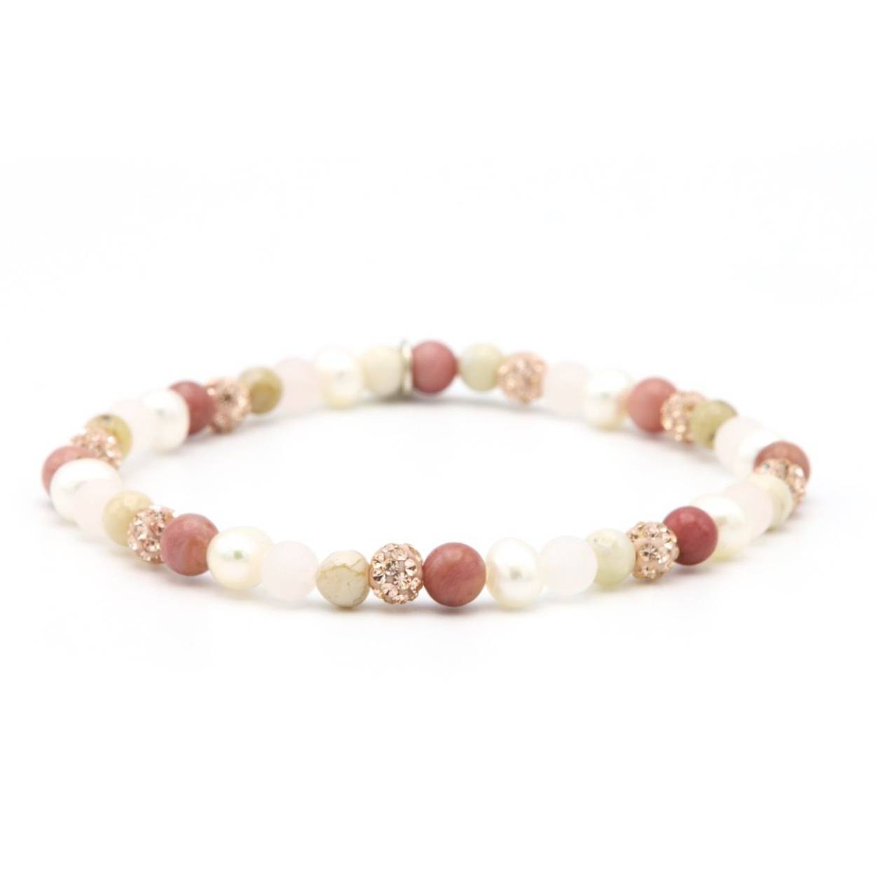 Karma armband Spiral Pink Cloud xxs elastic (rosegold crystal) 16cm