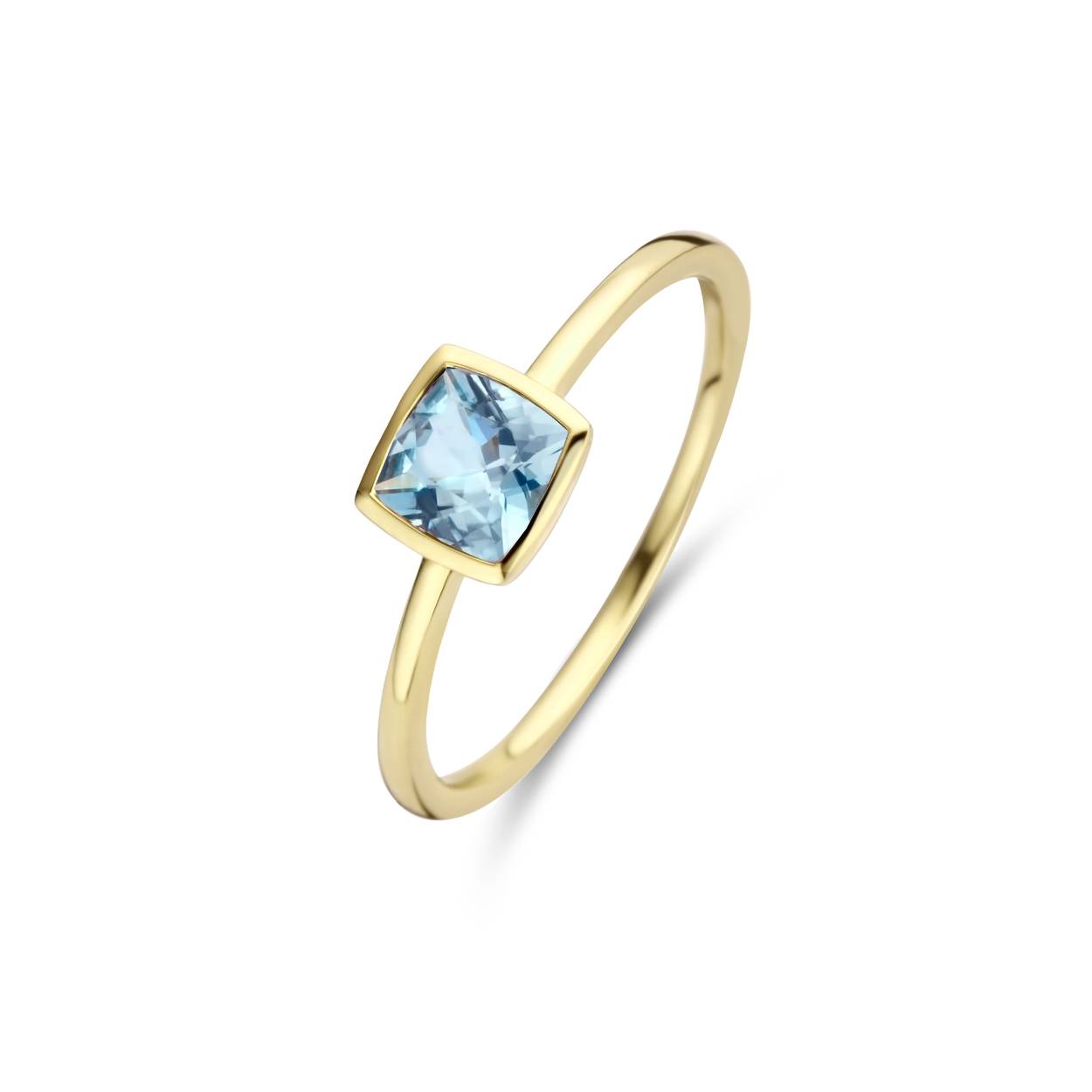 Naiomy ring goud 18k gezet met blauwe Topaas