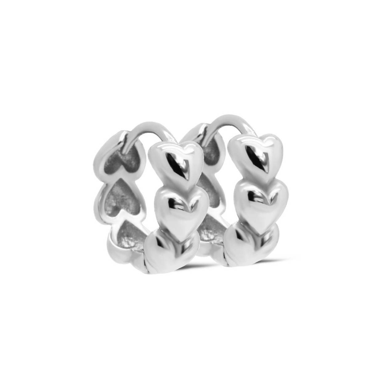 Karma Jewelry oorringen Connected Hearts 13mm silver
