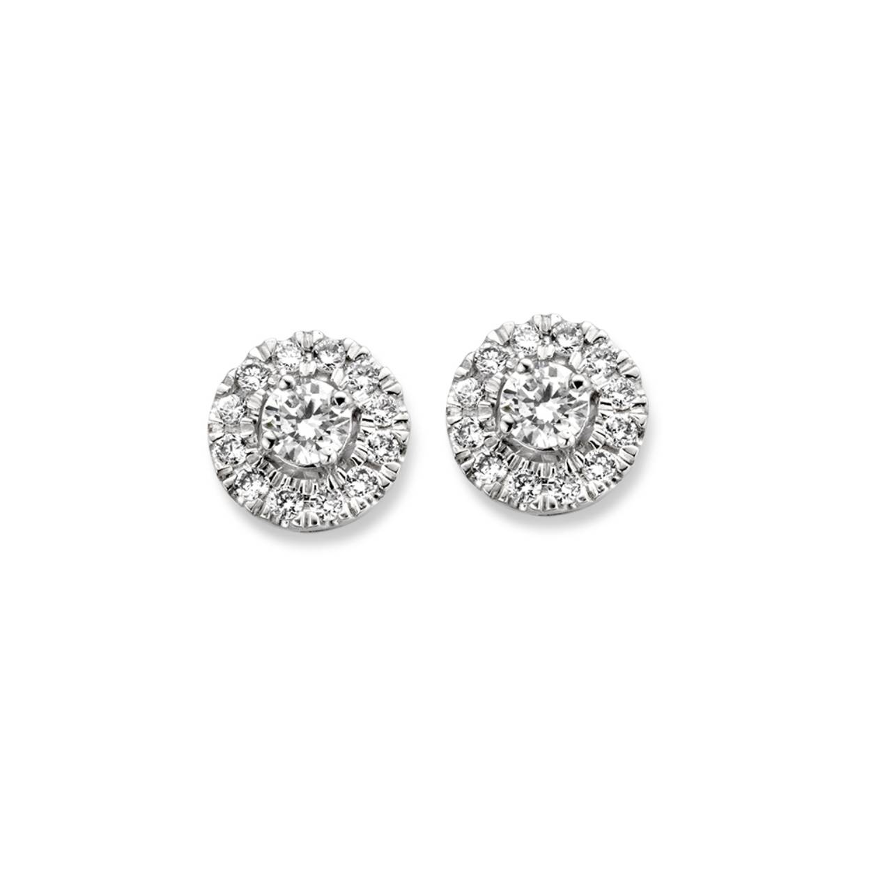 Aurore - Emma 18kt witgouden entourage oorstekers bezet met briljant geslepen labgrown diamanten