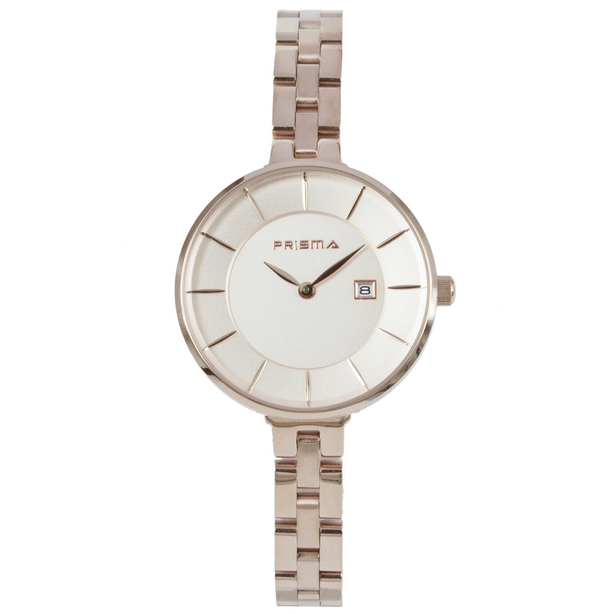 Prisma P.1527 dames horloge edelstaal 

Algemeen
Geslacht: dames
Model: P.1527

Voordelen
- band edelstaal rose goud
- wijzerplaat rose goud met rose gouden streepjes
- handige onzichtbare klep sluiting
- datum
- spat waterdicht: handenwassen, regen
- quartz
- maat kast 30mm (breedte) 7mm (dikte)
