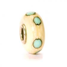 Trollbeads  beige blauwe stip