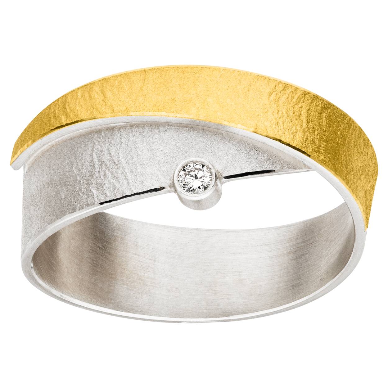 Manu Schmuck ring zilver/goud 0.03ct
