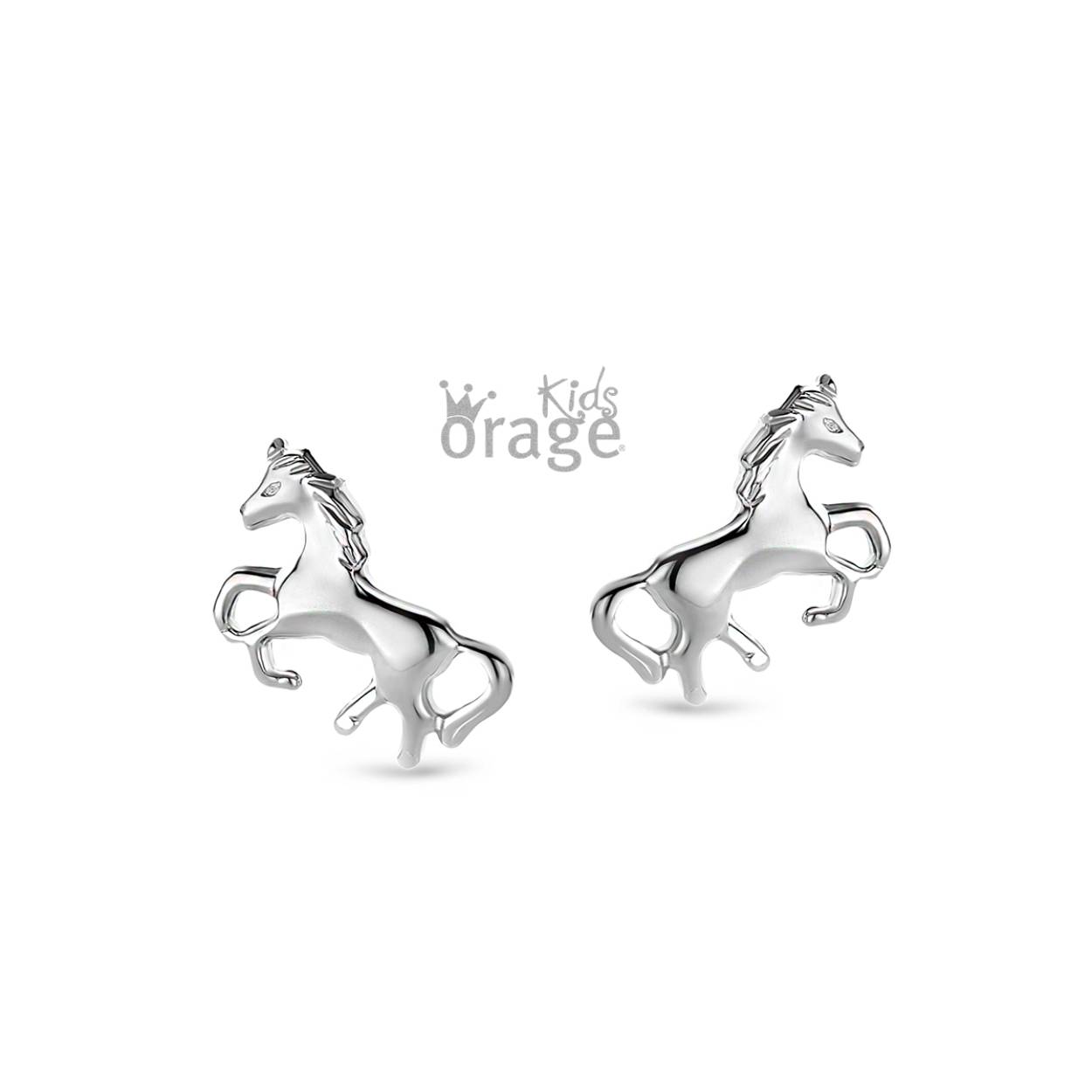 Orage Kids oorstekers in zilver paardjes