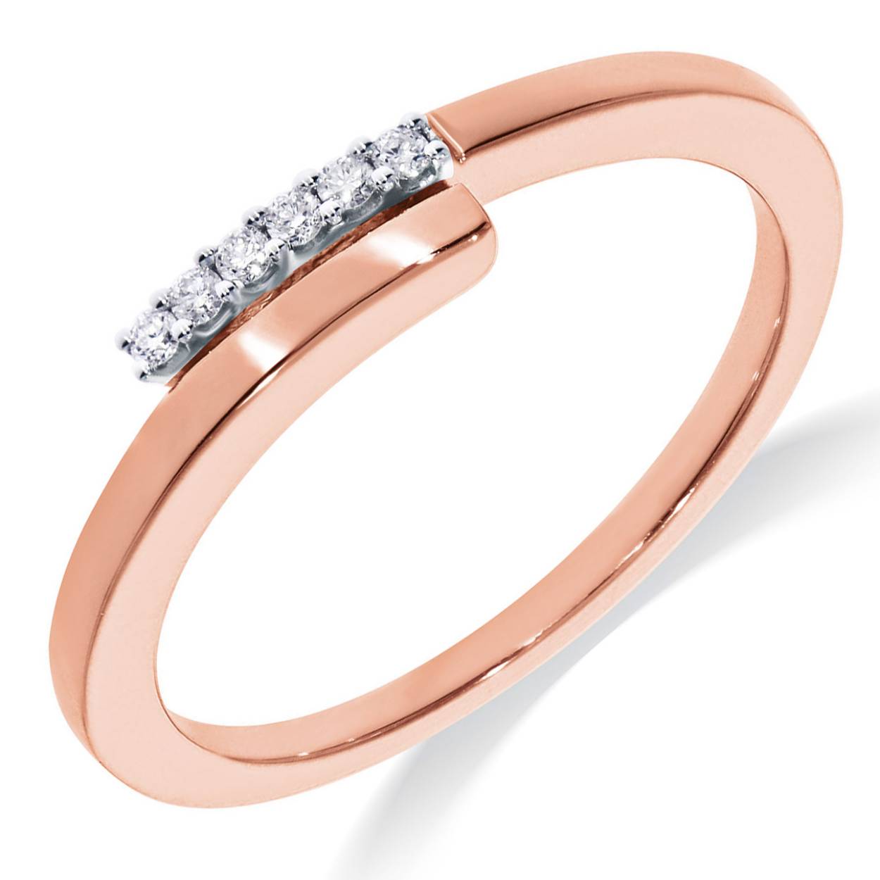Huiscollectie - Roségouden damesring bezet met briljant geslepen diamanten - GPP0432 14K mt49