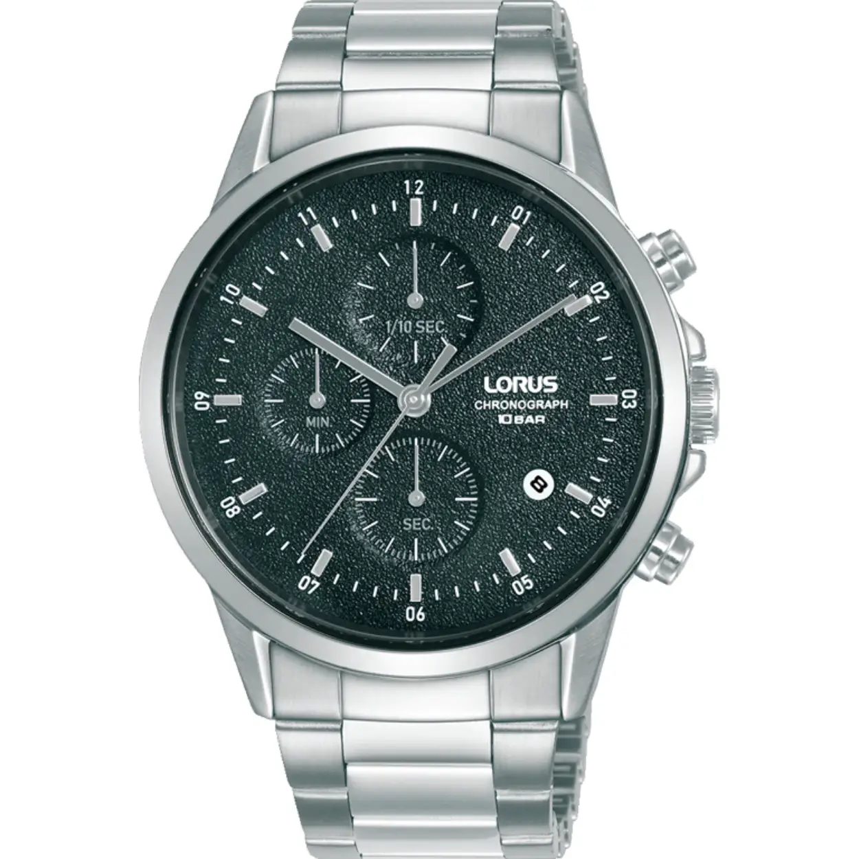 Dit is een herenhorloge van het merk Lorus. Het is een chronograaf horloge gemaakt van staal. De diameter van de kast is 42 mm en de kast is 11.2 mm dik.