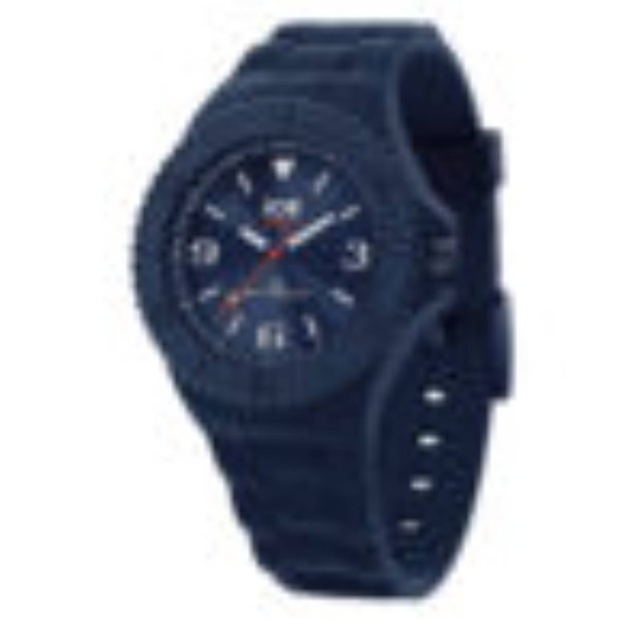 Dit unieke ICE generation winter – IW019875 horloge van Ice-Watch heeft een donkerblauwe kast met bewerkte bezel en een donkerblauwe siliconen band met een schakelprint en een gesp sluiting. Het horloge heeft een donkerblauwe wijzerplaat met lumibrite uursaanduiding, een mineraalglas en is 10 ATM.