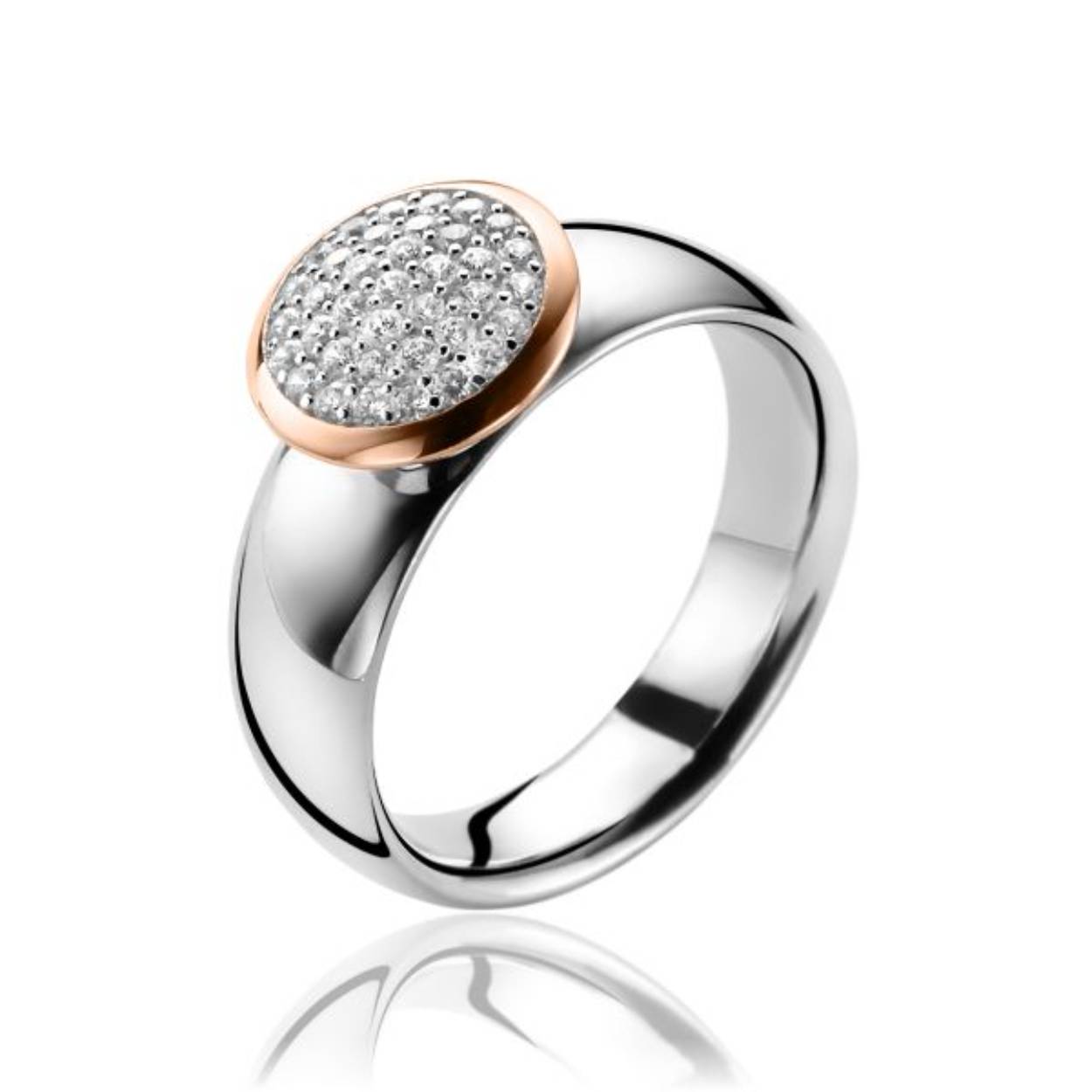 ZINZI zilveren ring rosé verguld wit 