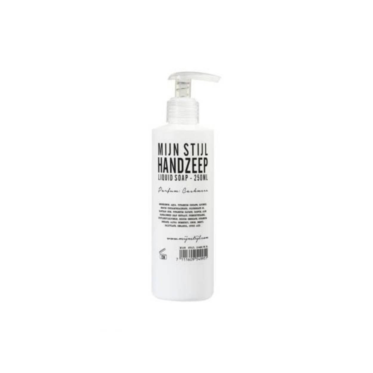 Heerlijk geurende handzeep in een mooie strakke fles van Mijn Stijl
Geur Cashmere 
Inhoud 250 ml 