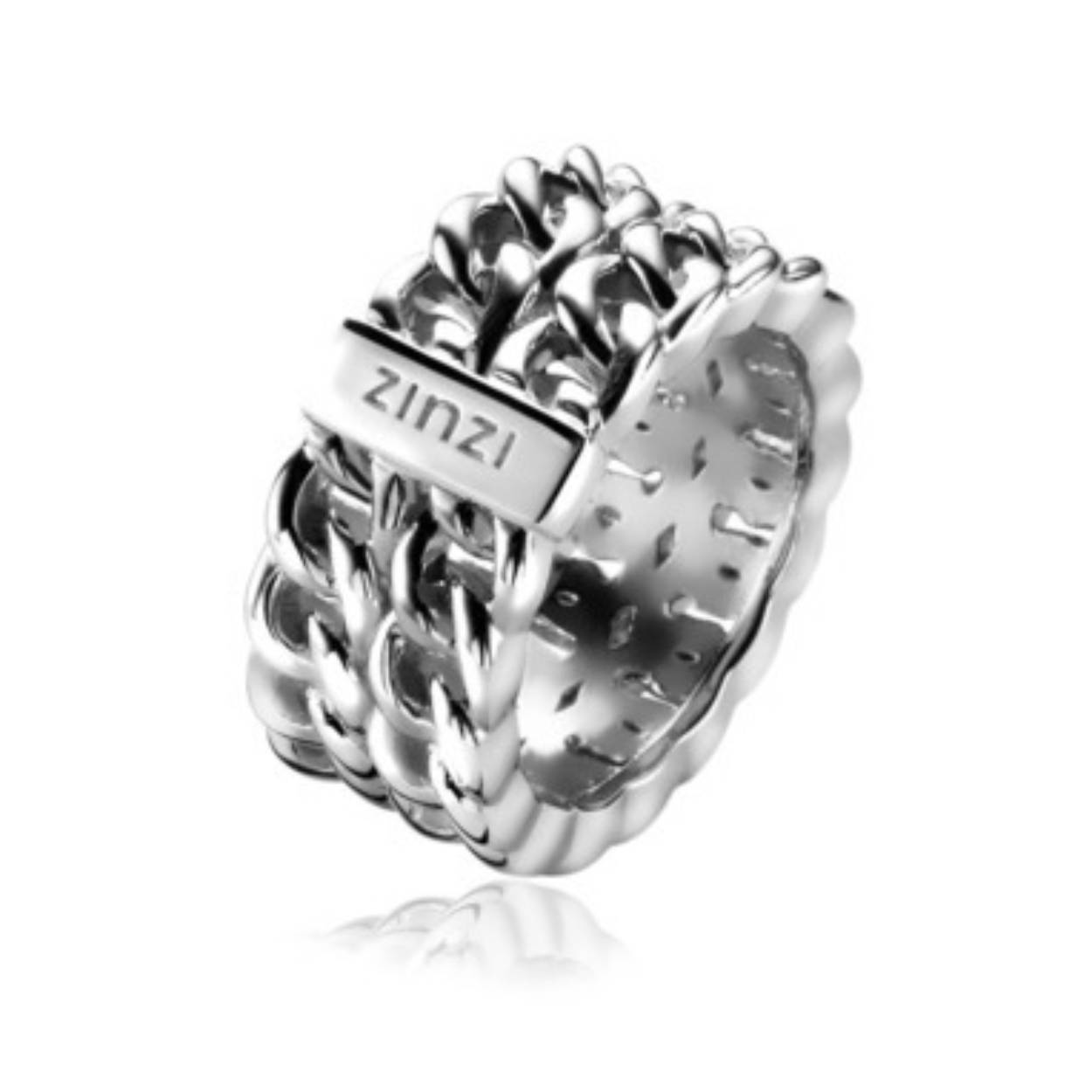 Zinzi zilveren ring geschakeld dubbelgourmet mt56 ZIR1137