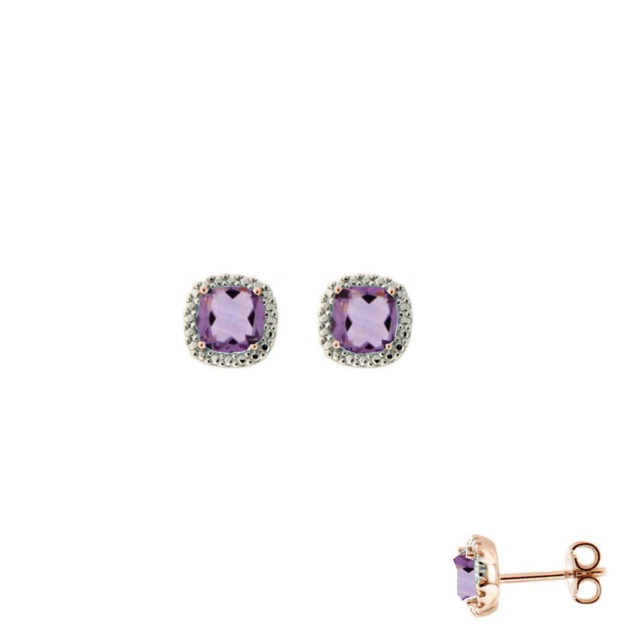 Naiomy Gold oorstekers 18k gezet met 2 Amethist