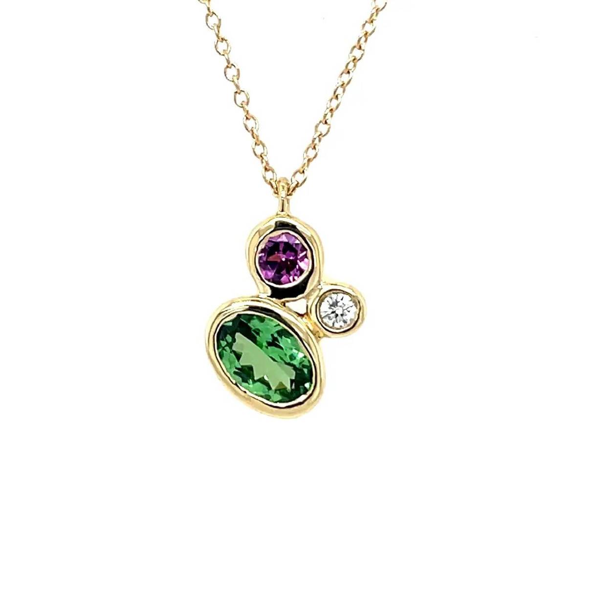 Collier kleursteenhanger 14kt