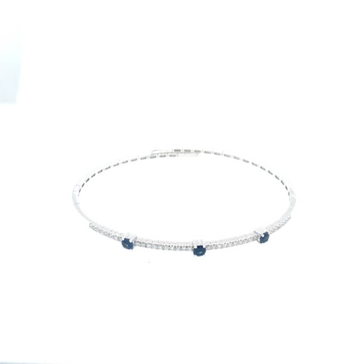 18k witgouden flex bangle met saffier en diamant