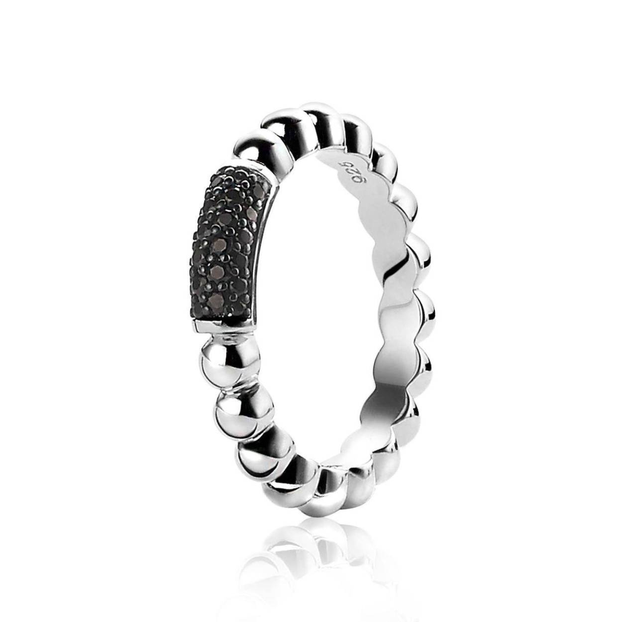 Zinzi zilveren ring bolletjes zwart zirkonia mt56 ZIR1246Z