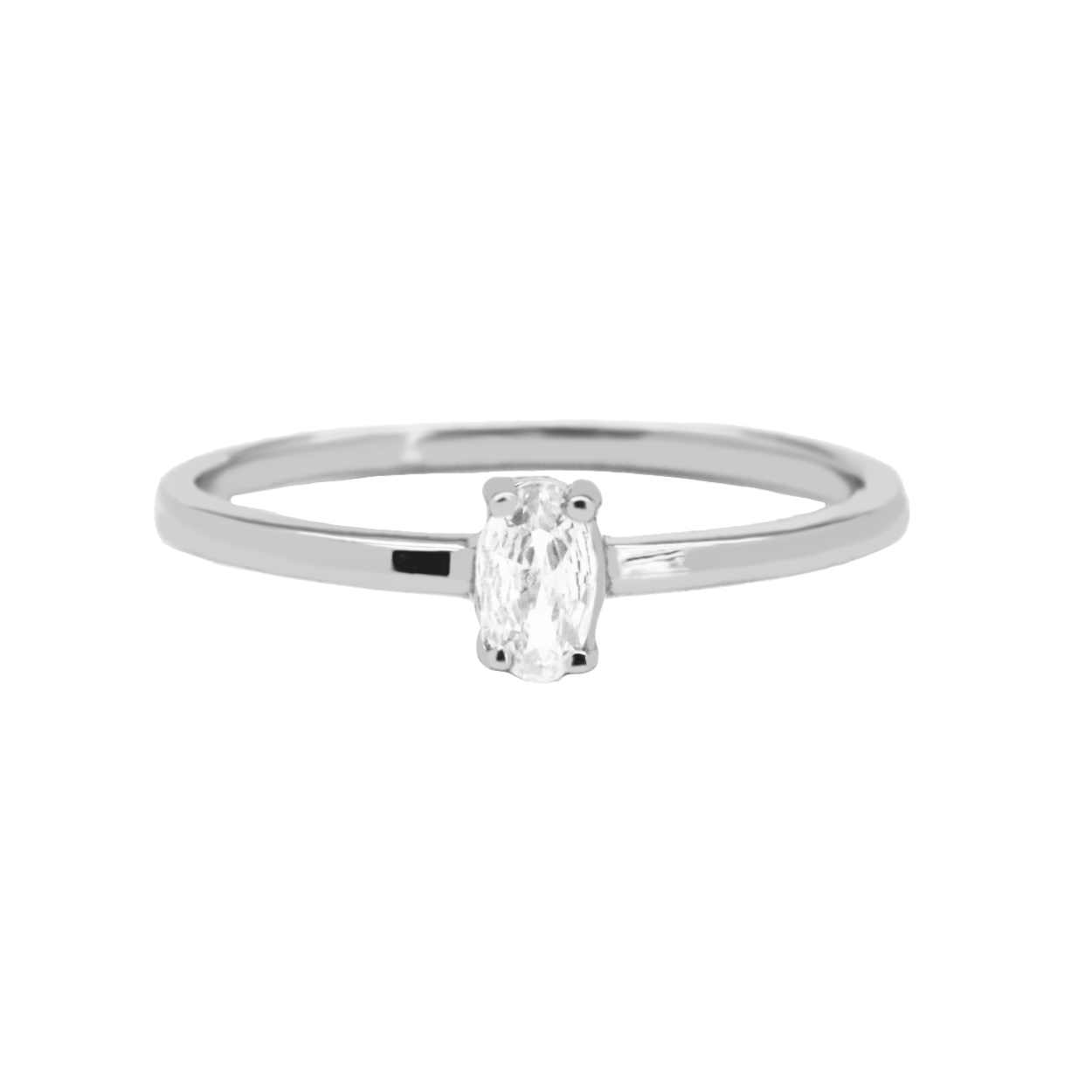 Ring Single Oval Zirconia Silver maat 54