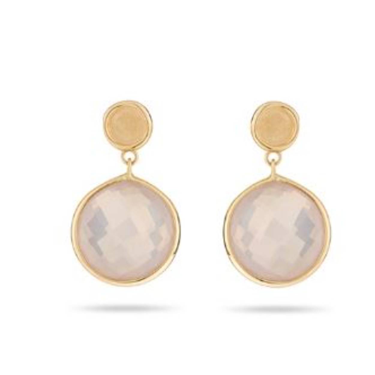 14kt Gouden oorhanger met Rosequartz