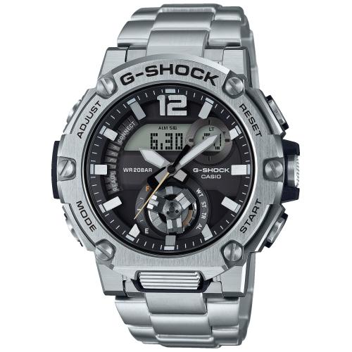 Deze G-Shock is het meest recente G-Steel model dat Casio heeft uitgebracht.
Naast de standaard functies die G-Shocks bevatten o.a. stopwatch, timer, LED licht en 5 multie-alarmen, heeft deze G-Shock ook een bluetooth functie waarmee er draadloos met een smartphone kan worden gekoppeld.